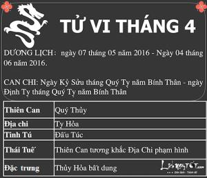 Xem tử vi tháng Tư âm lịch năm Bính Thân của người tuổi Thìn