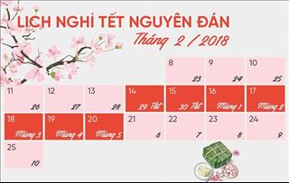 Lịch nghỉ Tết Nguyên Đán 2018 chính thức: Chốt phương án 7 ngày