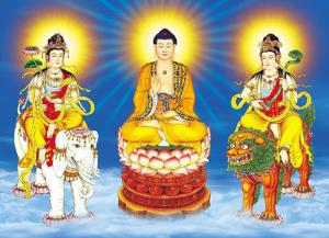 Cung dưỡng tam thánh, học đạo tu đời theo Phật, Bồ Tát để hưởng phúc