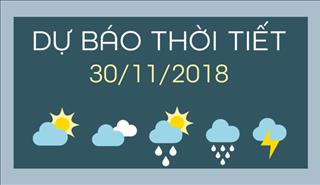 Dự báo thời tiết hôm nay 30/11: Miền Bắc nhiệt độ nhích nhẹ, miền Trung tiếp tục mưa rào