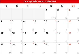 Lịch nghỉ Tết Âm lịch 2019: Cả hai phương án đều nghỉ 9 ngày