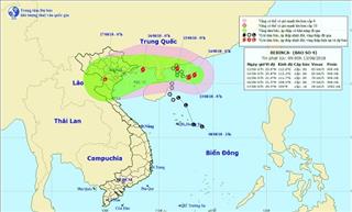 Cơn bão số 4 năm 2018 đang đổi hướng tiến vào Quảng Ninh đến Nam Định, gió giật cấp 10