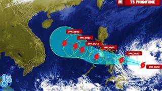 Bão Phanfone có hướng di chuyển phức tạp do chịu ảnh hưởng của không khí lạnh cường độ mạnh