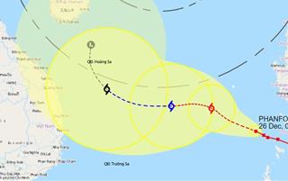 Bão Phanfone đã vào biển Đông, trở thành cơn bão số 8 với sức gió giật cấp 14 và đổi hướng liên tục