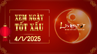 Xem ngày tốt xấu 4/1/2025 - Âm lịch hôm nay 5/12 năm Giáp Thìn