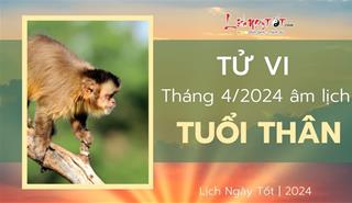 Tử vi tháng 4/2024 tuổi Thân âm lịch: Hung cát song hành, thận trọng mọi bề