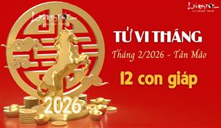 Tử vi tháng 2/2026 của 12 con giáp âm lịch: Ai cực VƯỢNG đường công danh?