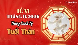 Tử vi tháng 11/2026 tuổi Thân âm lịch: Tam Hợp nâng đỡ, công danh - tài lộc cùng khởi sắc