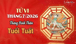 Tử vi tháng 7/2026 tuổi Tuất âm lịch: Bệnh ủ lâu ngày, tiền bạc có tin vui