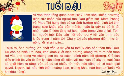 Tử vi sức khỏe năm 2017 của người tuổi Dậu