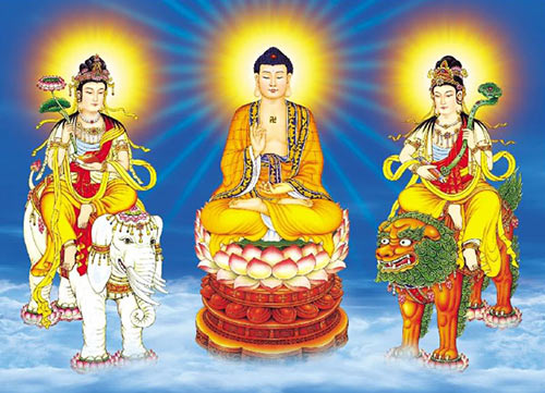 Cung dưỡng tam thánh, học đạo tu đời theo Phật, Bồ Tát để hưởng phúc