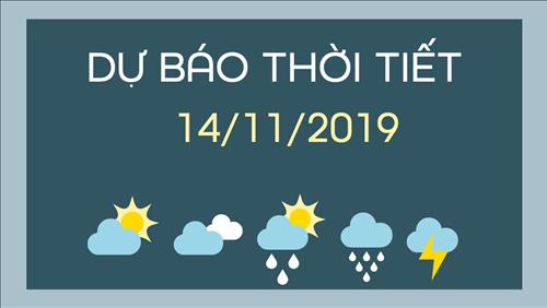 Dự báo thời tiết 14/11: Không khí lạnh gây mưa vừa, mưa to đến rất to