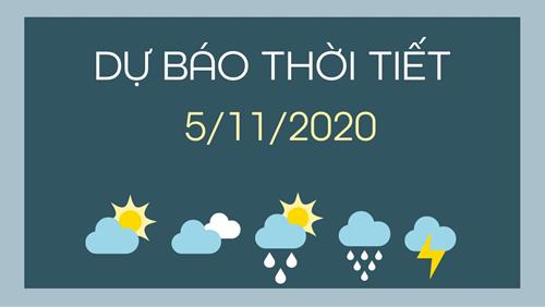 Dự báo thời tiết ngày mai 5/11/2020: Trung Bộ, Bắc Tây Nguyên mưa lớn do bão số 10 suy yếu thành áp thấp
