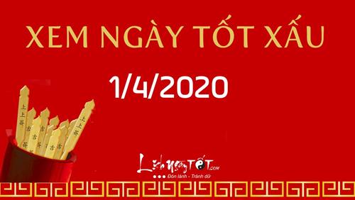 Xem ngày tốt xấu hôm nay thứ 4 ngày 1/4/2020 - Lịch âm 9/3/2020