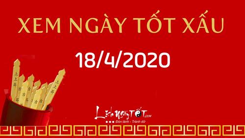 Xem ngày tốt xấu hôm nay thứ 7 ngày 18/4/2020 - Lịch âm 26/3/2020