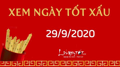 Xem ngày tốt xấu 29/9/2020 - Âm lịch hôm nay 13/8 năm Canh Tý