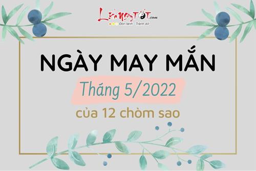 Ngày may mắn tháng 5/2022 của 12 chòm sao: Vận khí vượng nhất, mưu sự dễ thành vào ngày nào?