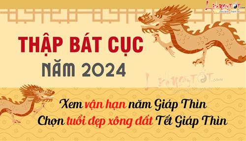 Xem VẬN HẠN THEO TUỔI và chọn TUỔI ĐẸP XÔNG NHÀ Tết Giáp Thìn theo Thập Bát cục năm 2024 (Kinh dịch)