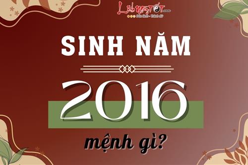 Sinh năm 2016 mệnh gì, năm con gì, hợp tuổi nào, nhà hướng nào?