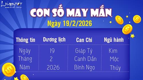 Con số may mắn hôm nay 19/2/2026 mùng 3 Tết hốt tiền LỘC to no đủ
